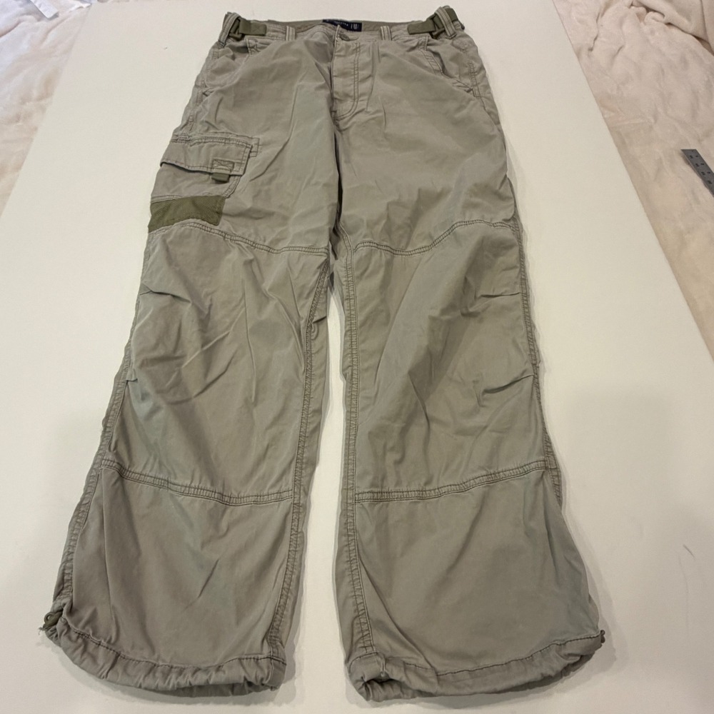 Abercrombie & Fitch Mens Khaki Stretch Cargo Pants 34x32 Tan Utility Trousers